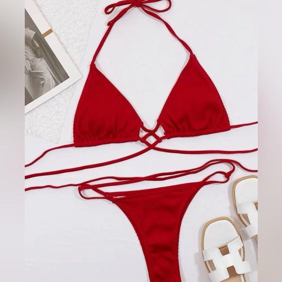 Red Crisscross Bikini - Picture 3 of 3